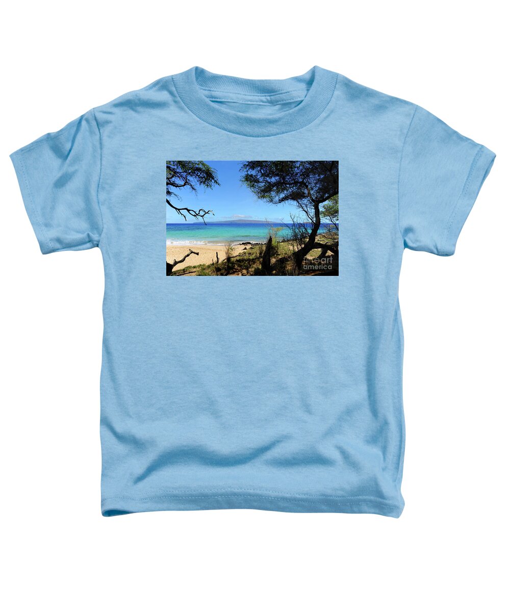 Hawaiian Toddler T-Shirt featuring the photograph Little Beach on Maui looking over at the island of Lanai.	 by Gunther Allen