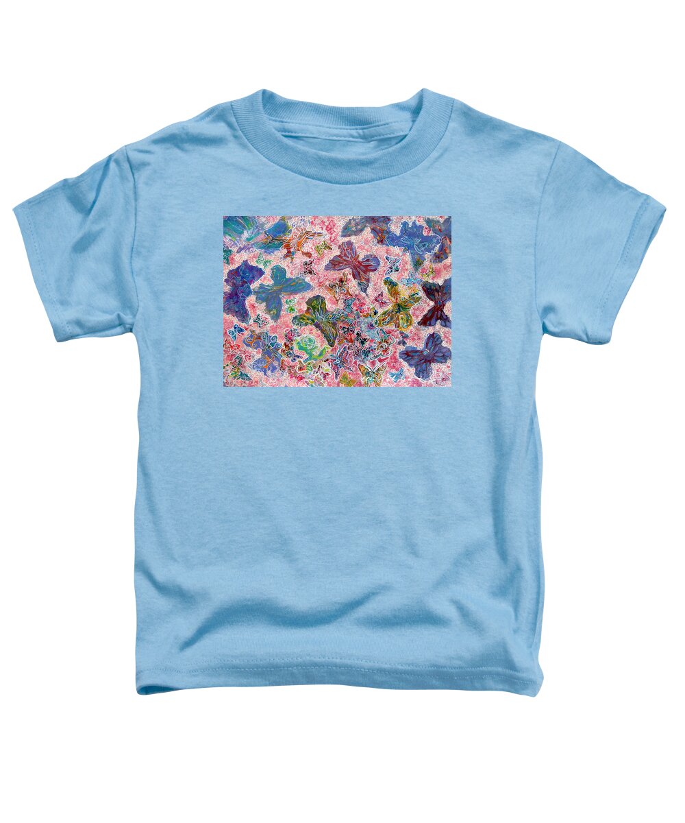 Ellen Palestrant Toddler T-Shirt featuring the painting Lunaberry Moths by Ellen Palestrant
