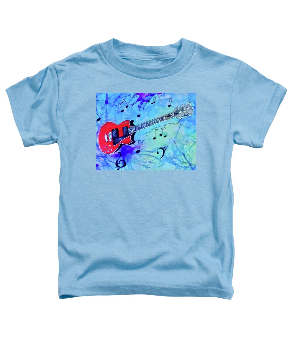 Guitar Toddler T-Shirt featuring the painting Make mine Music by Cheryl Wallace