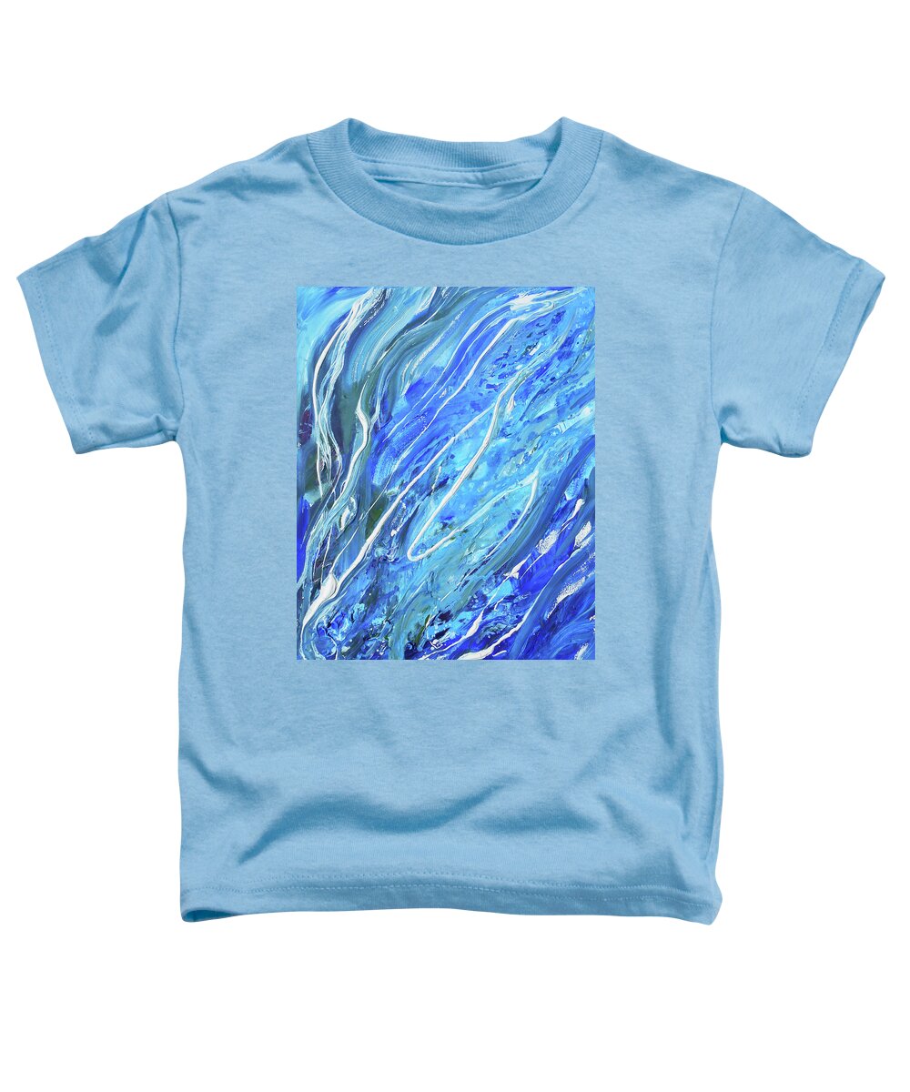 Blue Wave Toddler T-Shirt featuring the painting Meditate On The Wave Peaceful Contemporary Beach Art Sea And Ocean Blues Art I by Irina Sztukowski