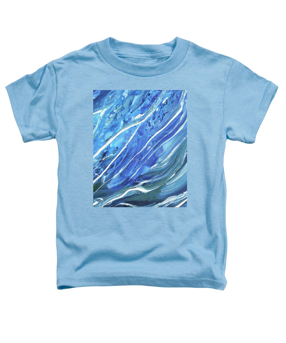 Blue Wave Toddler T-Shirt featuring the painting Meditate On The Wave Peaceful Contemporary Beach Art Sea And Ocean Blues Art II by Irina Sztukowski