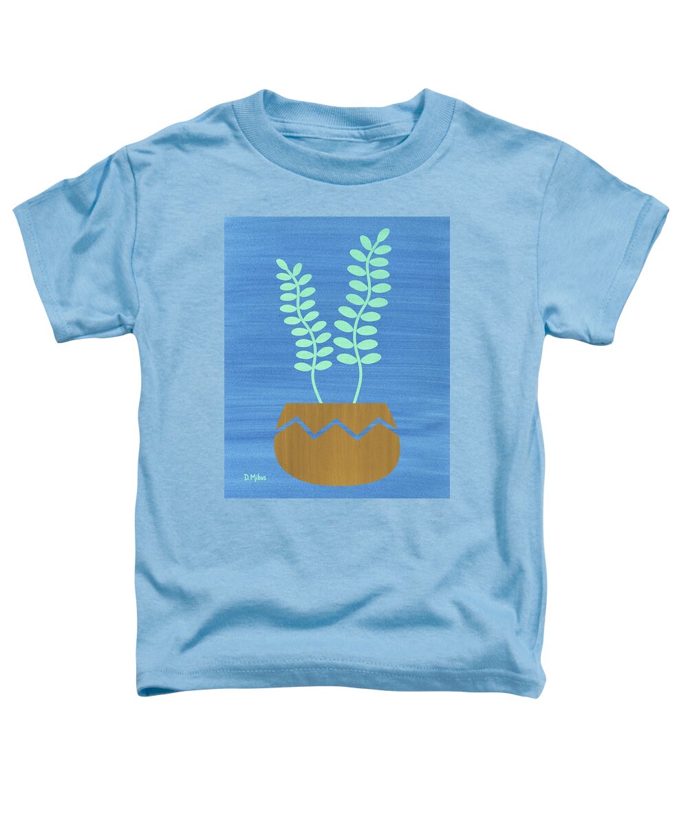 Mid Century Modern Toddler T-Shirt featuring the mixed media Mid Century Modern Succulent 1 by Donna Mibus