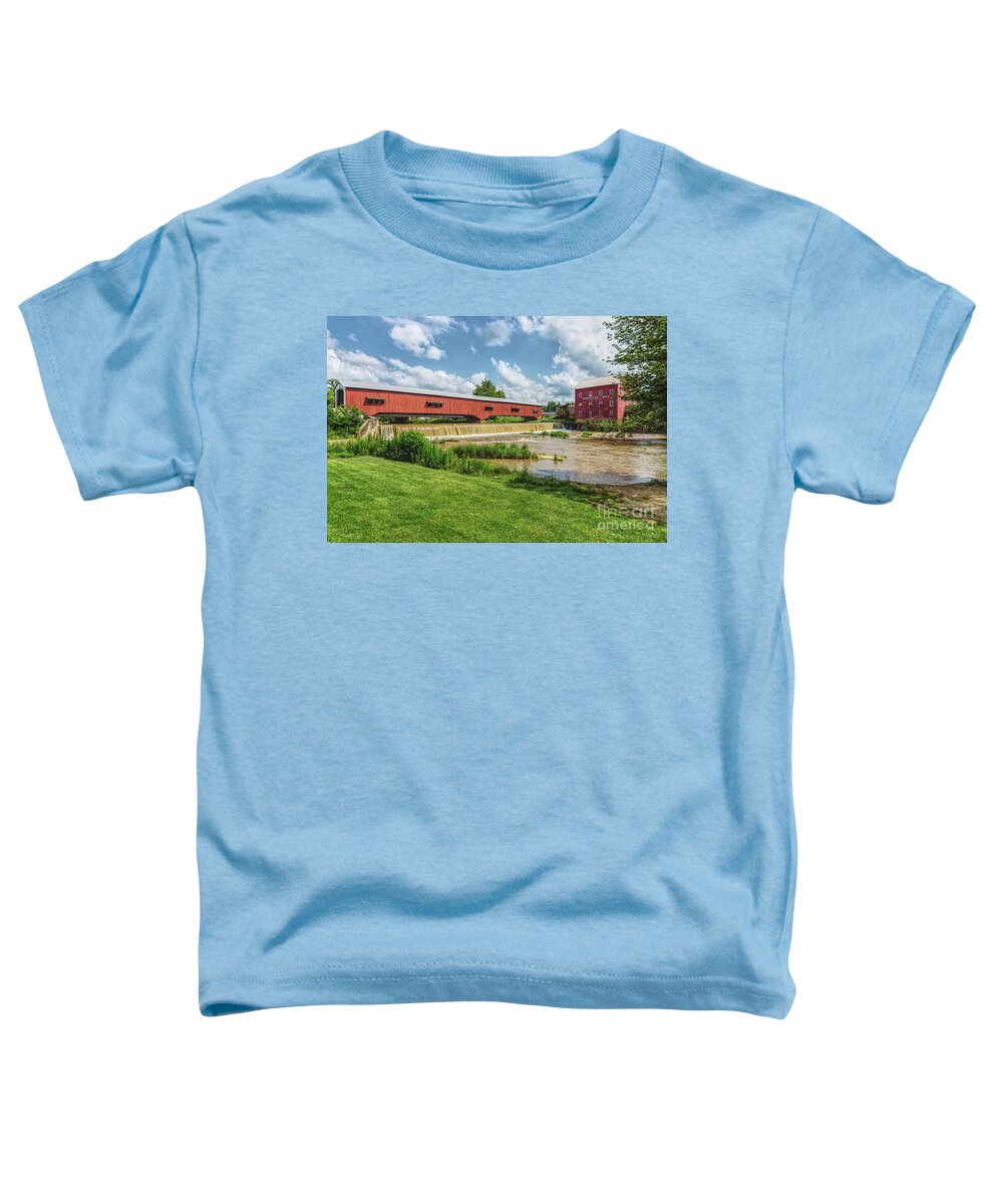 Bridgeton Toddler T-Shirt featuring the photograph Mill And Bridgeton Bridge by Jennifer White