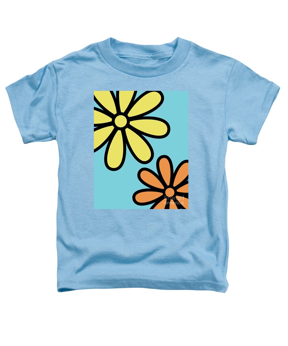 Mod Toddler T-Shirt featuring the digital art Mod Flowers 3 on Blue by Donna Mibus