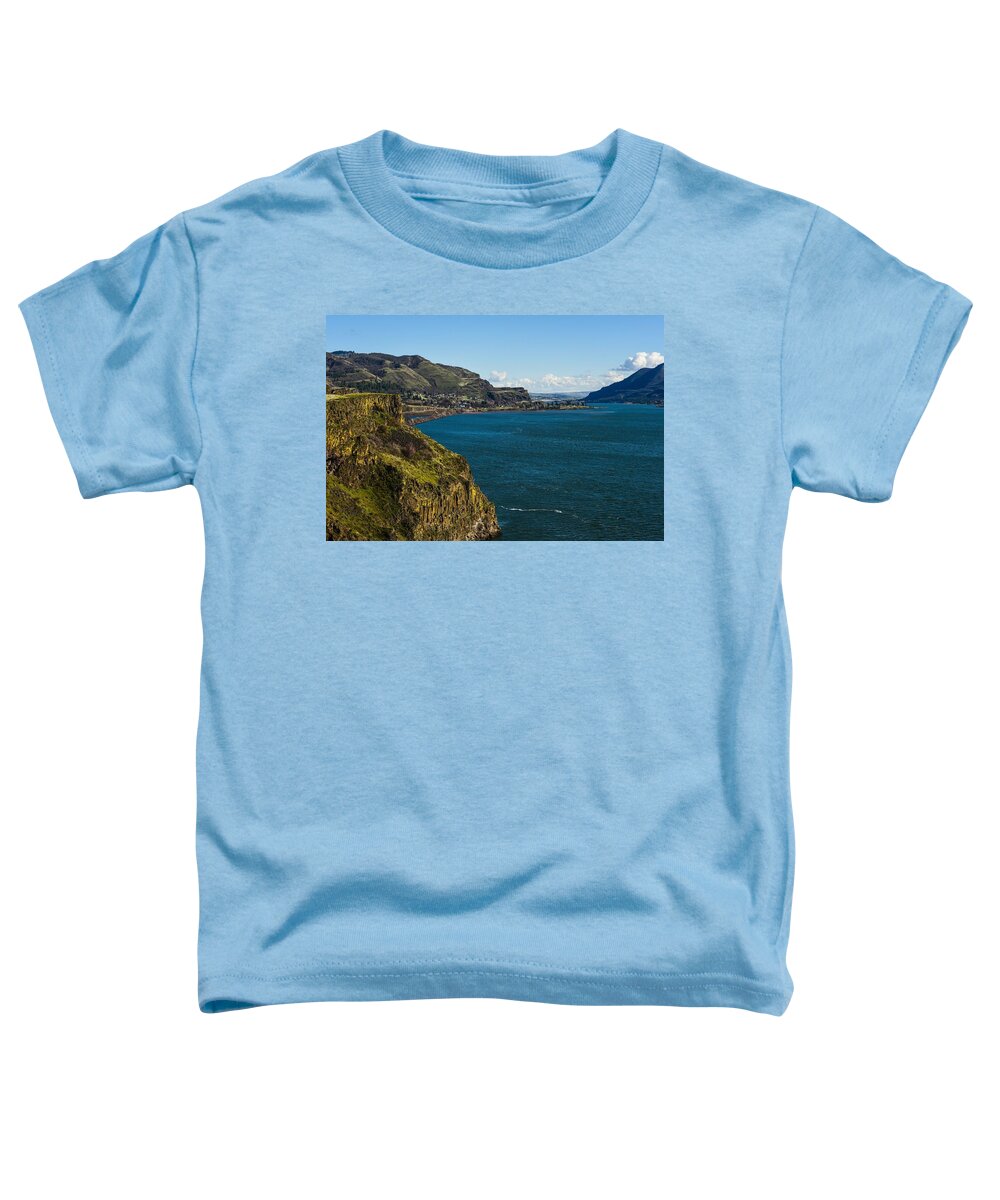 Mossy Cliffs On The Columbia Toddler T-Shirt featuring the photograph Mossy Cliffs on the Columbia by Tom Cochran