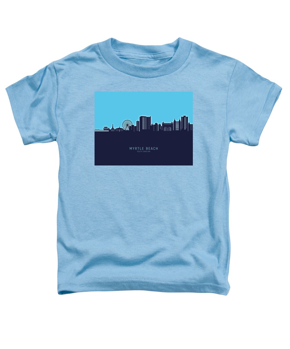 Myrtle Beach Toddler T-Shirt featuring the digital art Myrtle Beach South Carolina Skyline #18 by Michael Tompsett