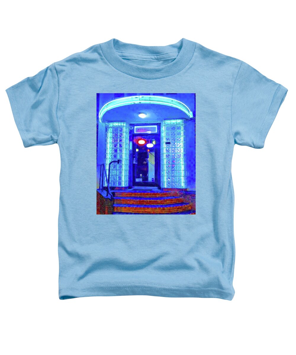 Neon Toddler T-Shirt featuring the photograph Neon Blue Entrance by Andrew Lawrence
