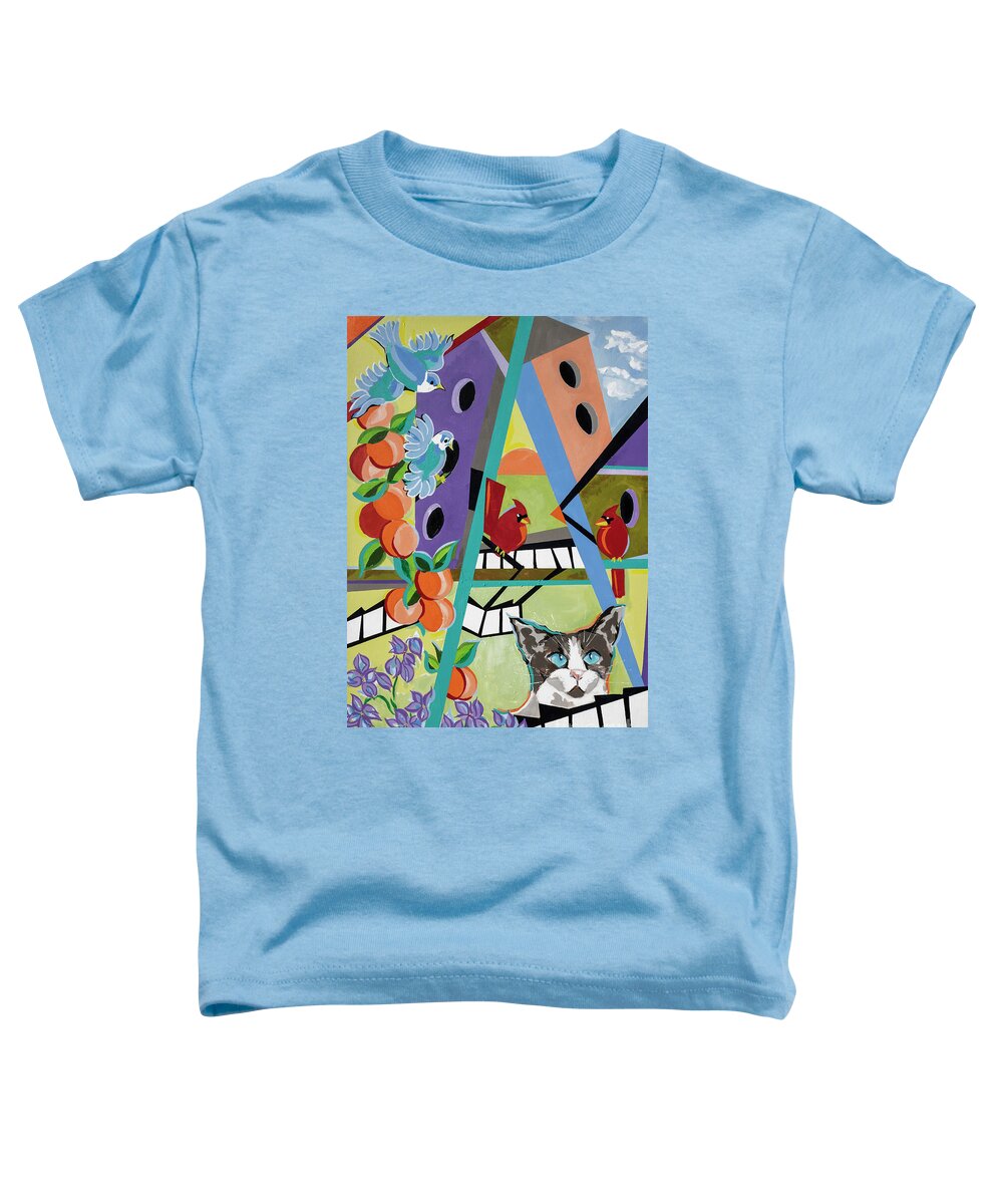 Cat Painting Toddler T-Shirt featuring the painting Ozzies Florida Garden by Jane Crabtree