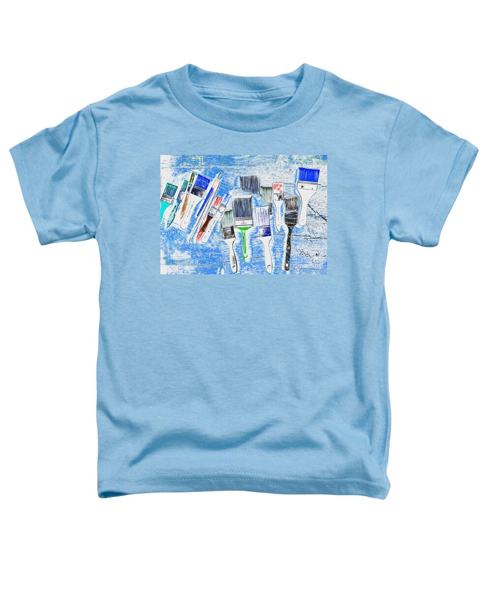 Paintbrushes Toddler T-Shirt featuring the mixed media Paintbrush Abstract by Kae Cheatham