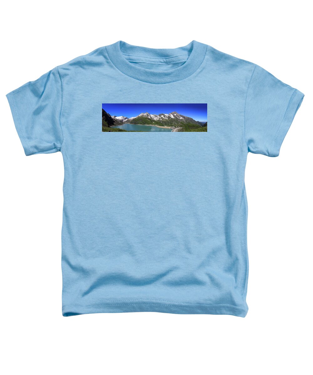 Vacation Toddler T-Shirt featuring the photograph Panorama of Austrian dam Stausee Mooserboden by Vaclav Sonnek