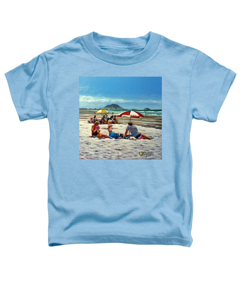 Papamoa Beach Toddler T-Shirt featuring the painting Papamoa Beach 150309 by Sylvia Kula