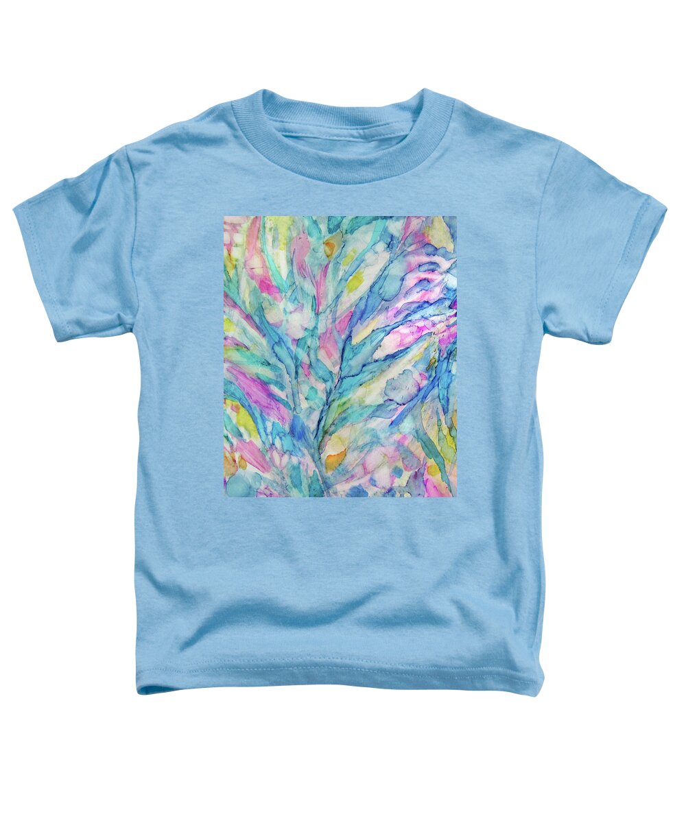 Alcohol Ink Toddler T-Shirt featuring the painting Pastel Garden 7-7-21 by Jean Batzell Fitzgerald