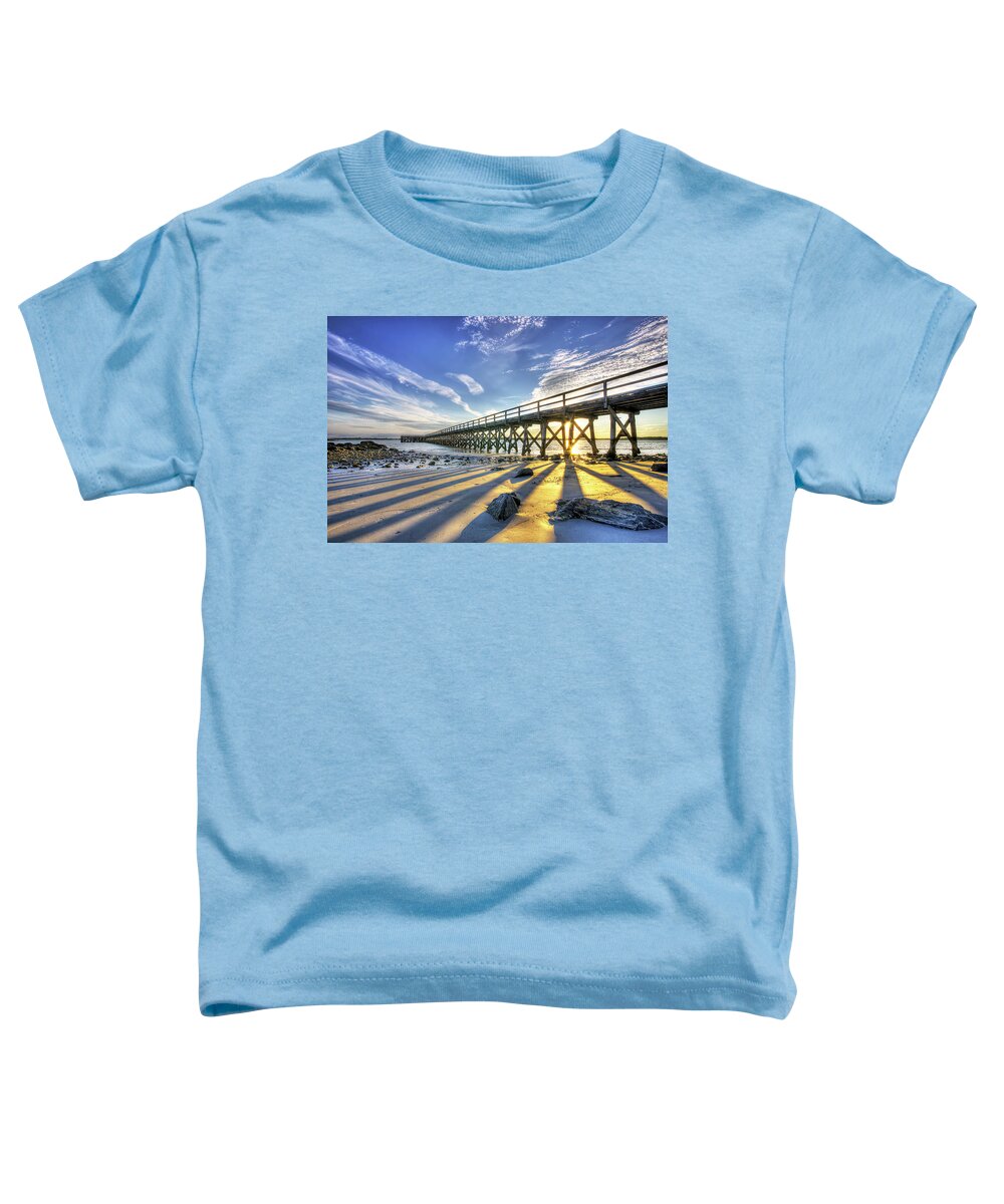 Fort Foster Toddler T-Shirt featuring the photograph Pier at Sunset by Eric Gendron