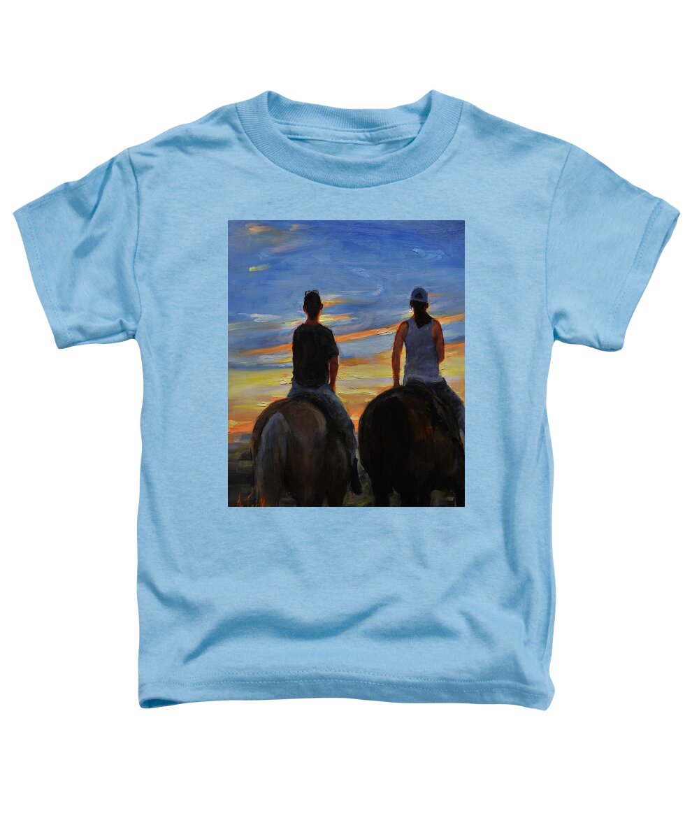 Horses Toddler T-Shirt featuring the painting Prairie Girls by Ashlee Trcka