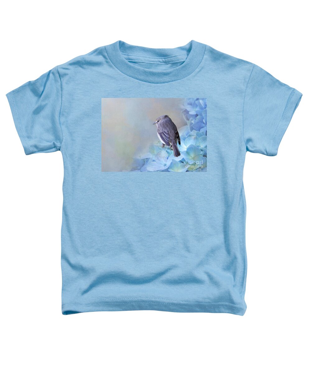 African Dusky Flycatcher Toddler T-Shirt featuring the photograph Pretty Little Bird by Eva Lechner