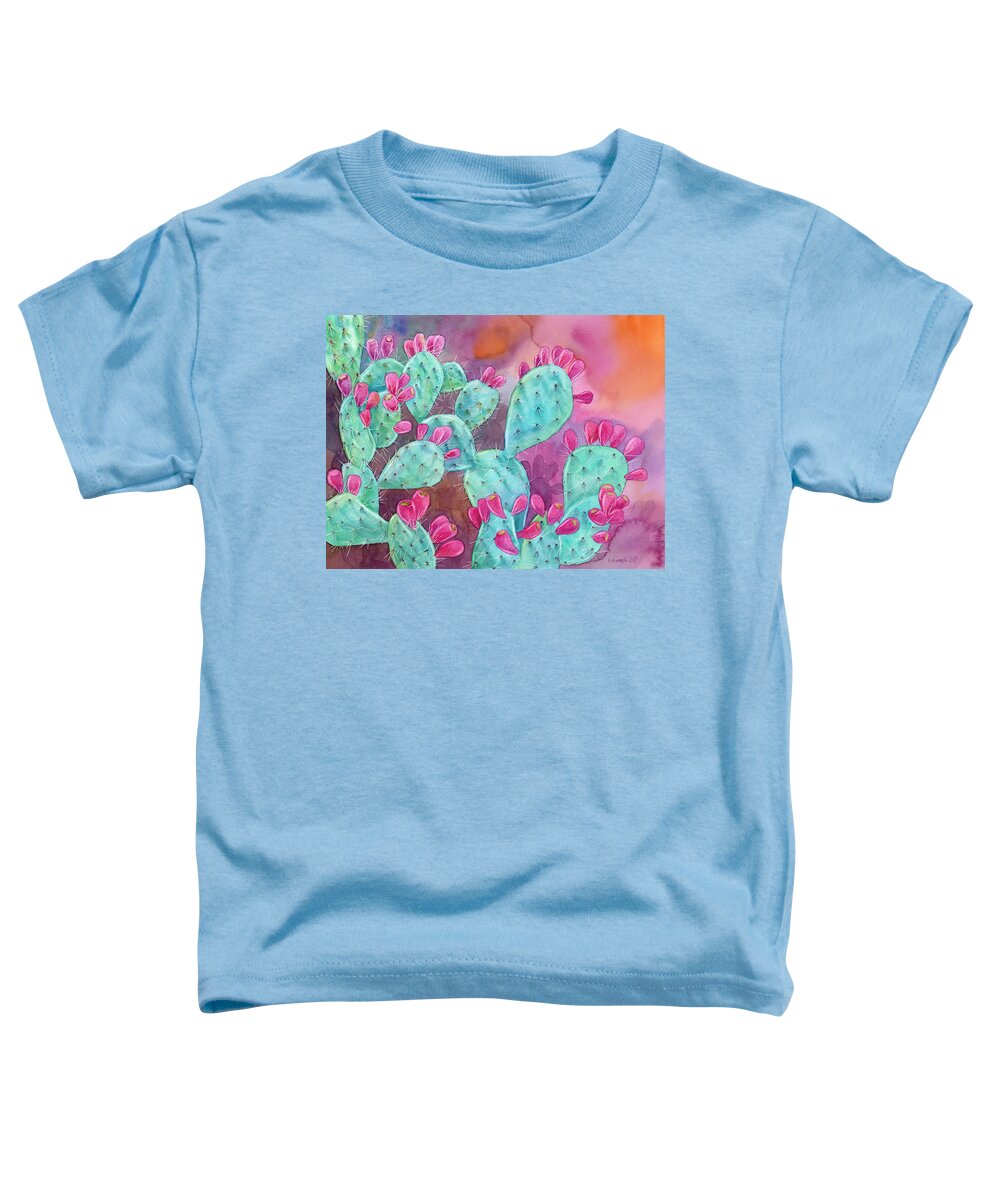 Opuntia Toddler T-Shirt featuring the painting Psychodelic Opuntia by Espero Art