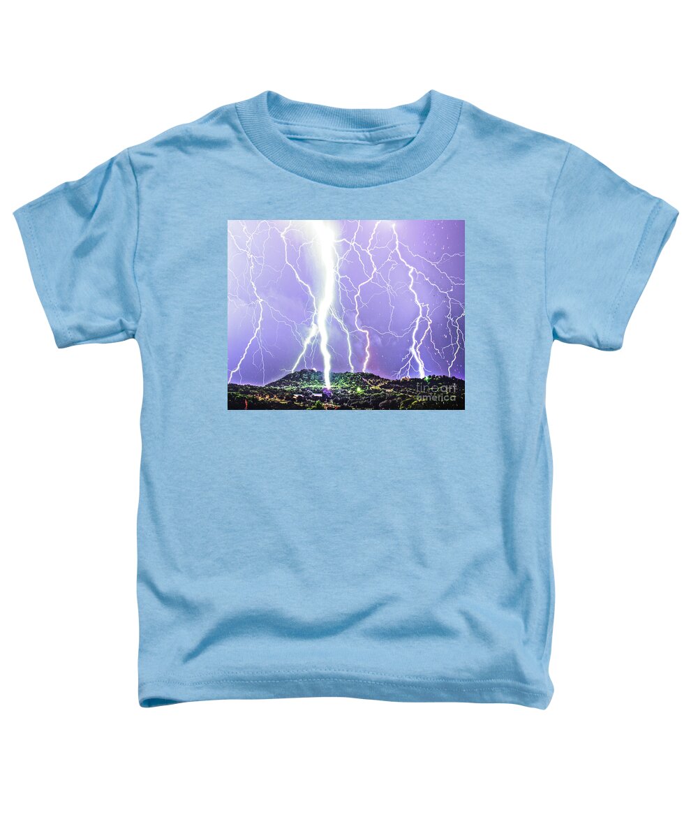 Purple Rain Lightning Toddler T-Shirt featuring the photograph Purple Rain Lightning by Michael Tidwell
