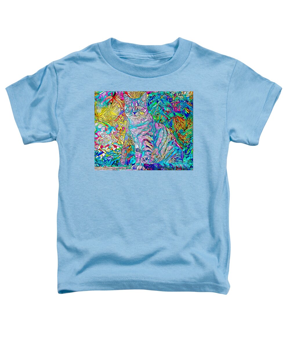 Wingsdomain Toddler T-Shirt featuring the photograph Pychedelic Cat in Contemporary Psychedelic Colors 20201120 by Wingsdomain Art and Photography