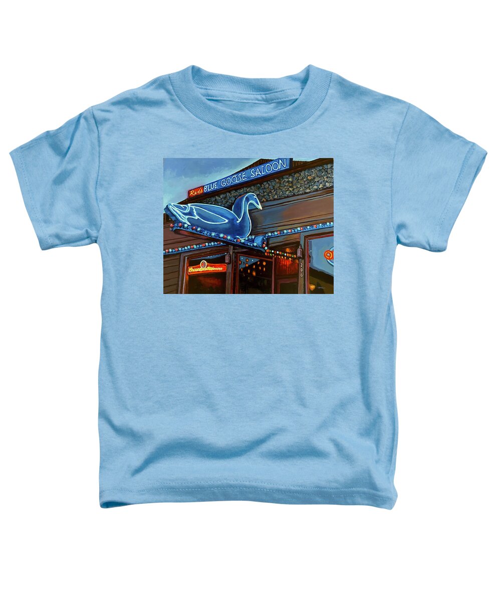 Blue Goose Saloon Toddler T-Shirt featuring the painting Reds Blue Goose Saloon by Les Herman