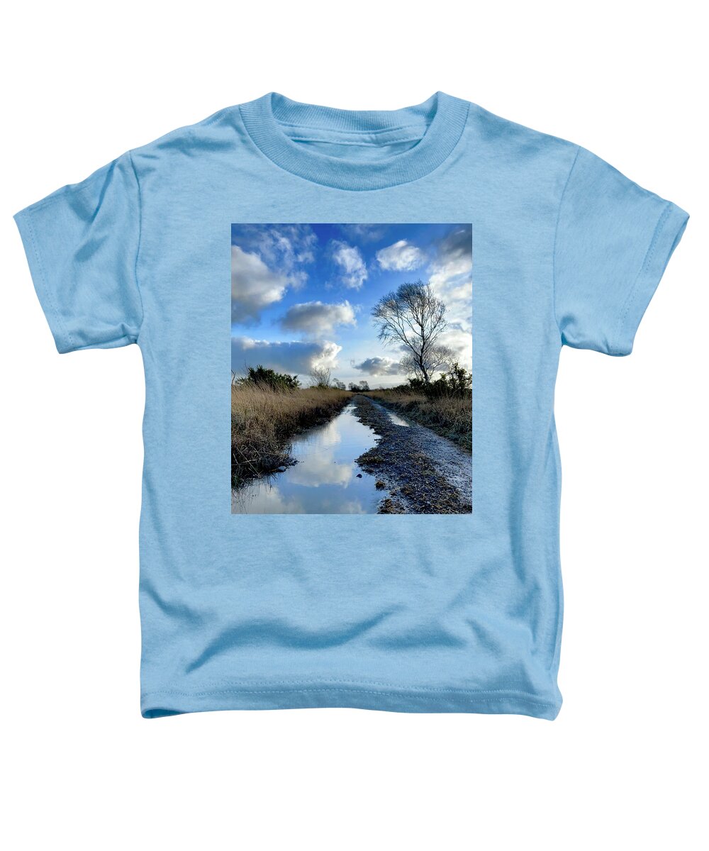 Clooncraff Toddler T-Shirt featuring the photograph Reflection Road by Six Months Of Walking