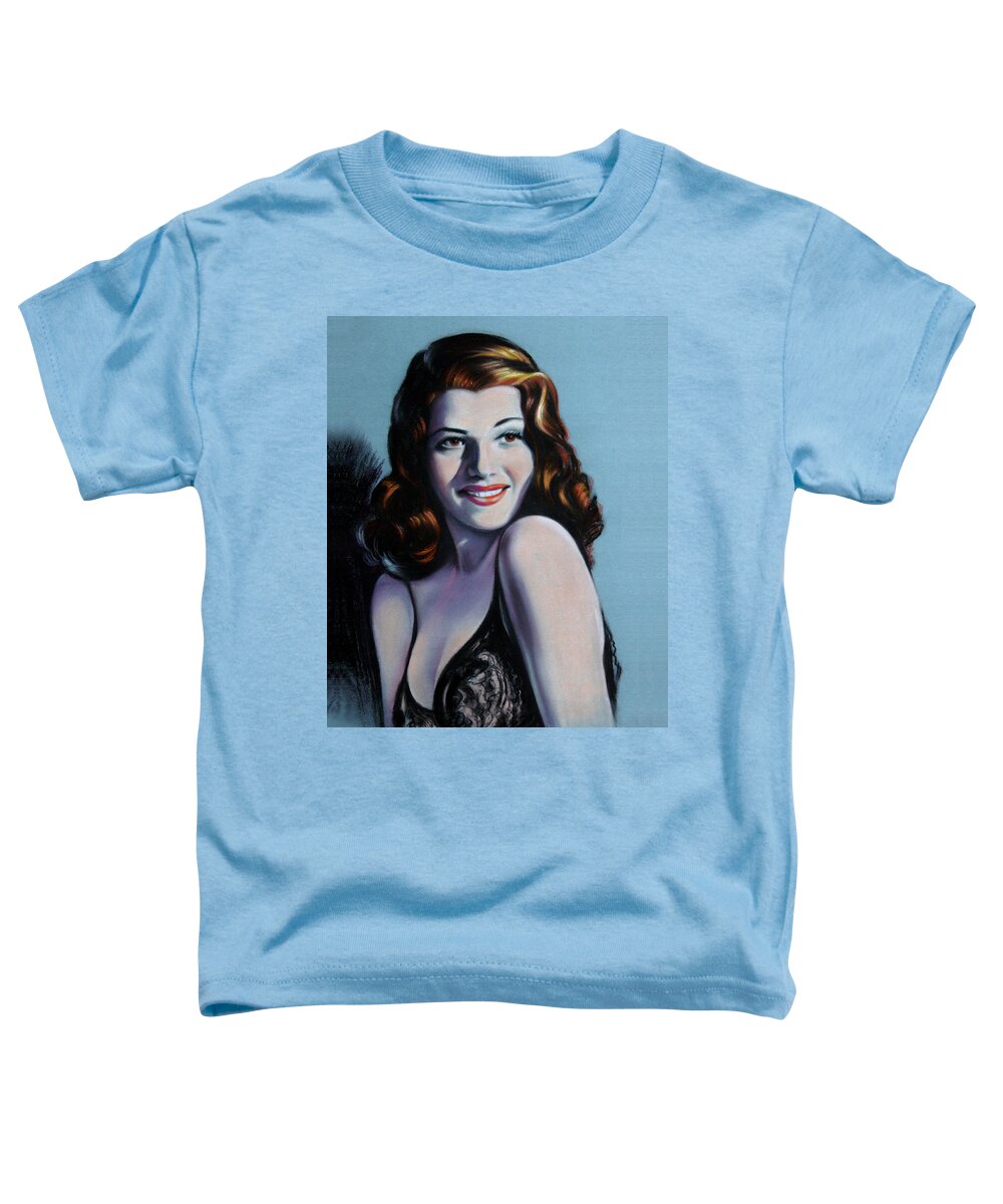 Rita Toddler T-Shirt featuring the painting Rita Hayworth by David Arrigoni