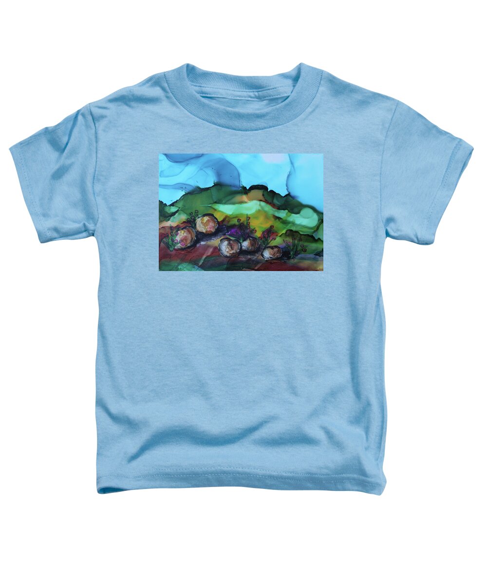 Landscape With Rocks Toddler T-Shirt featuring the painting Rocky Shores by Sandra Fox