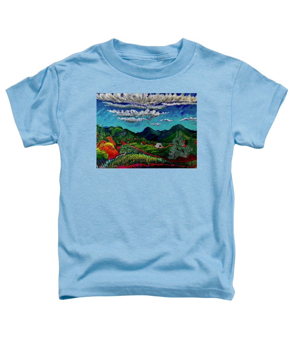 Farms Toddler T-Shirt featuring the painting Rolling clouds over Betsy's farm. Williams, Oregon. by ArtStudio Mateo