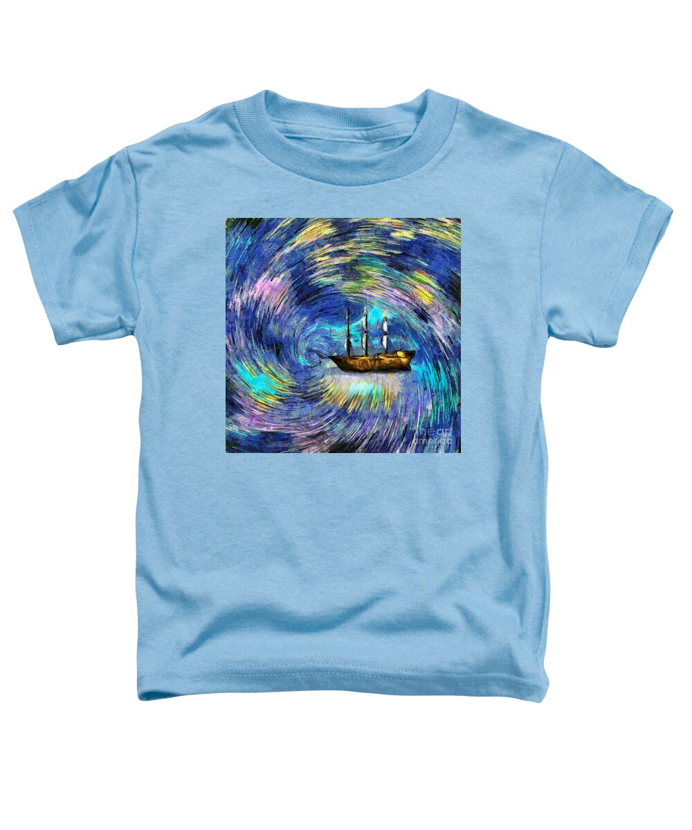 Mysterious Toddler T-Shirt featuring the digital art Sailboat by Bruce Rolff