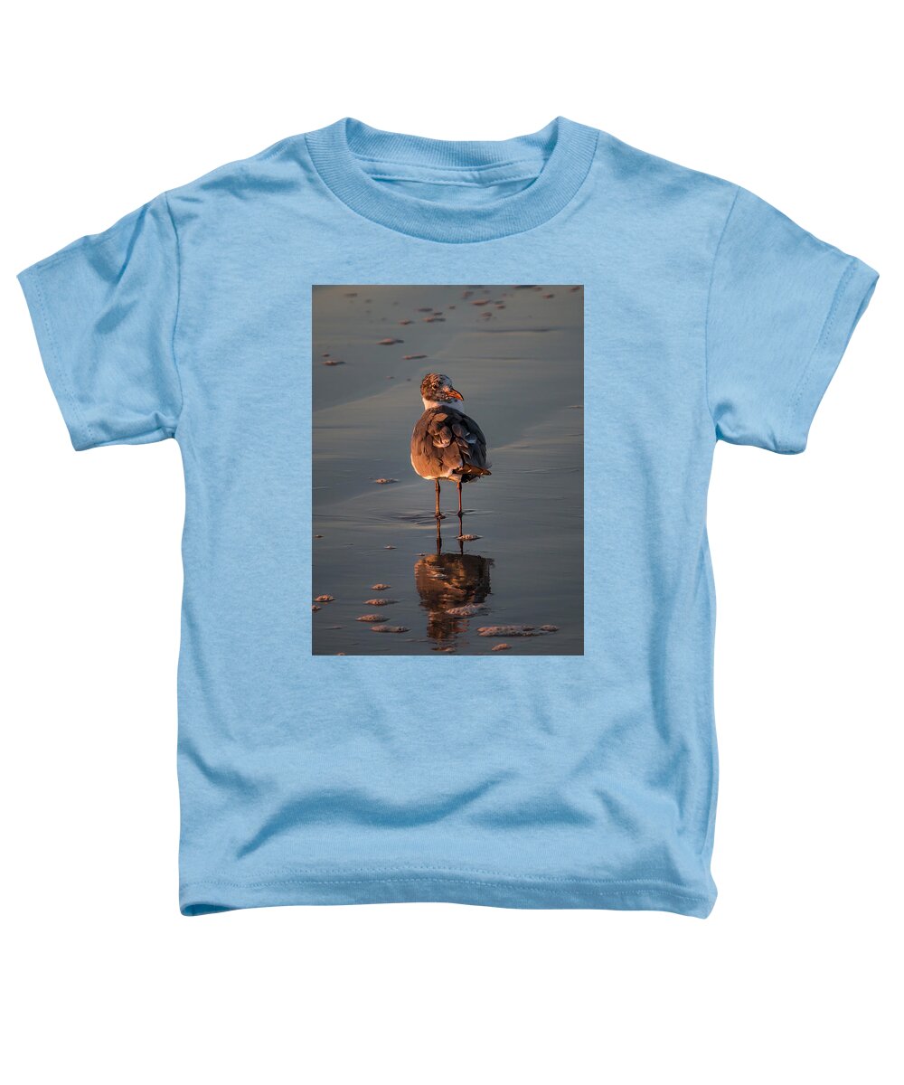 Bird Toddler T-Shirt featuring the photograph Sandpiper Morning Beach - Vertical by Patti Deters