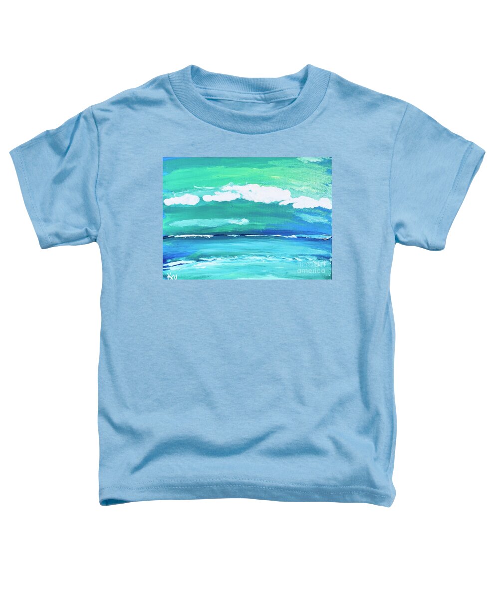 Blue Toddler T-Shirt featuring the painting Sea and Sky #1 by Karen Nicholson