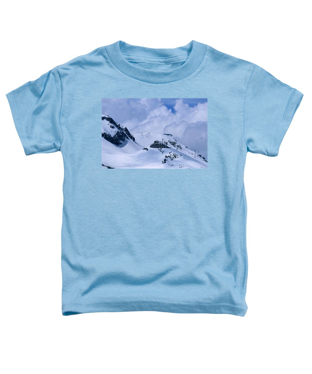 Skiing Toddler T-Shirt featuring the photograph Skiing in the Clouds - Mammoth Mountain by Bonnie Colgan