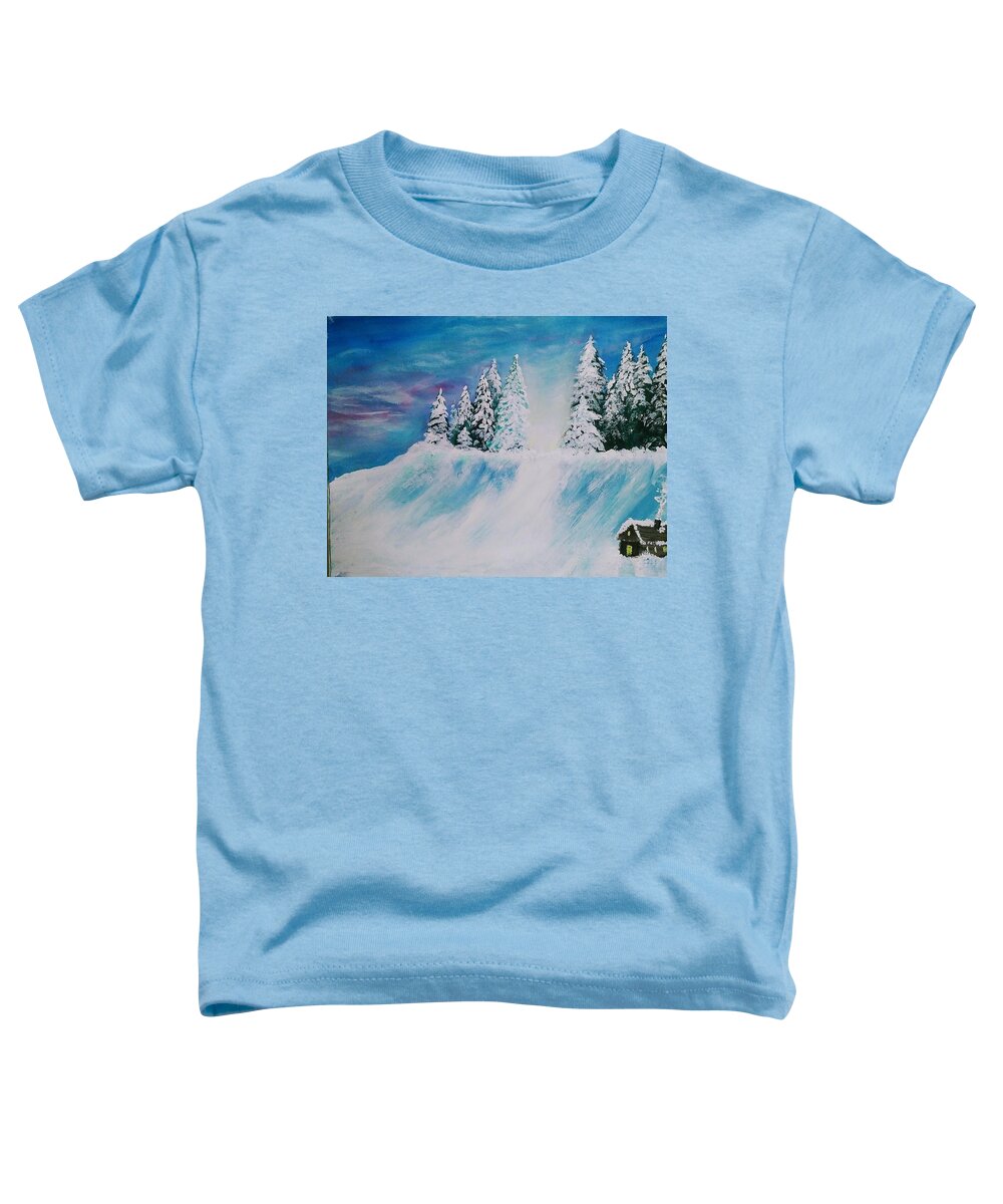Icy Toddler T-Shirt featuring the painting Snow Scene by Lynne McQueen