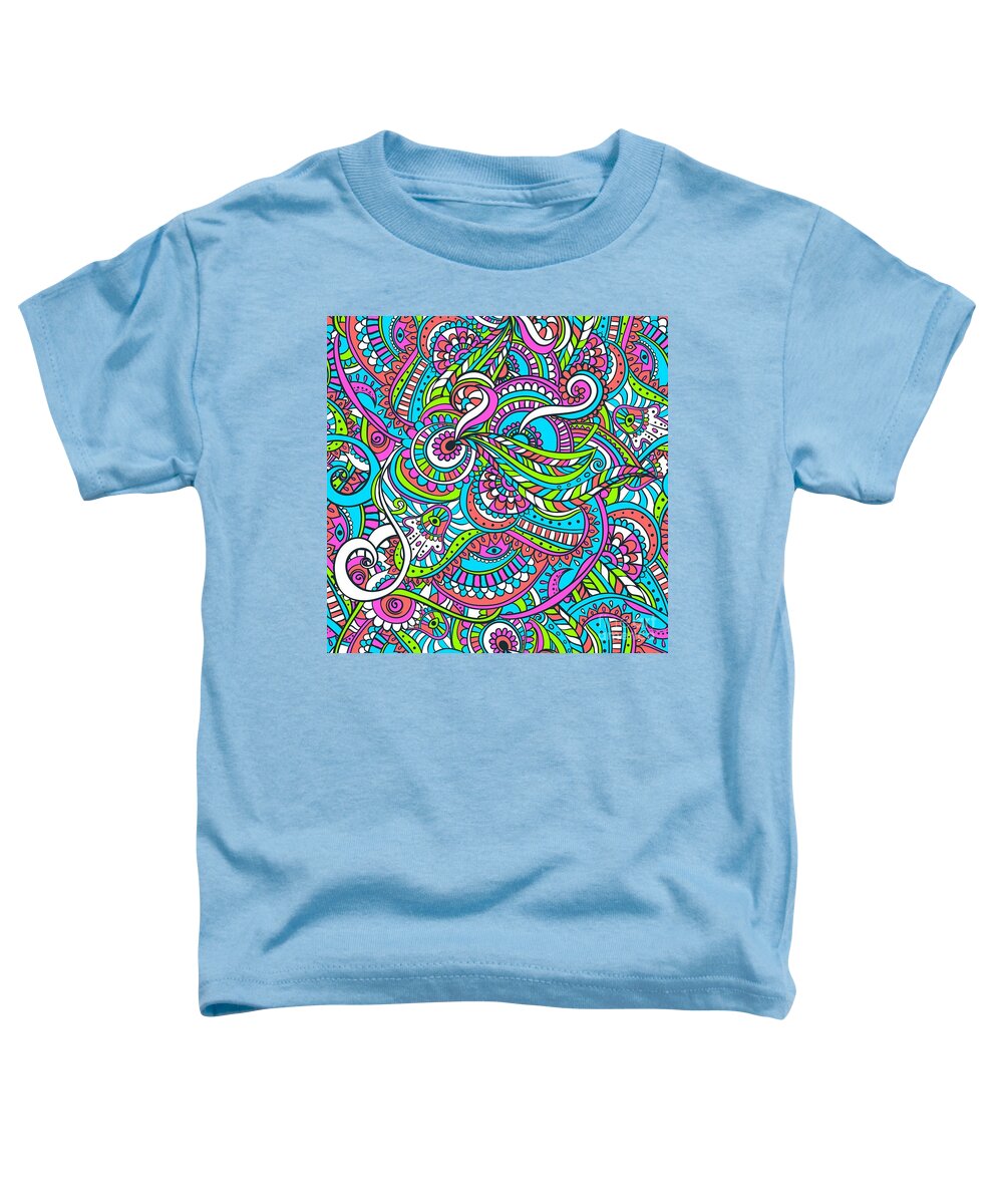 Colorful Toddler T-Shirt featuring the digital art Stinavka - Bright Colorful Zentangle Pattern by Sambel Pedes