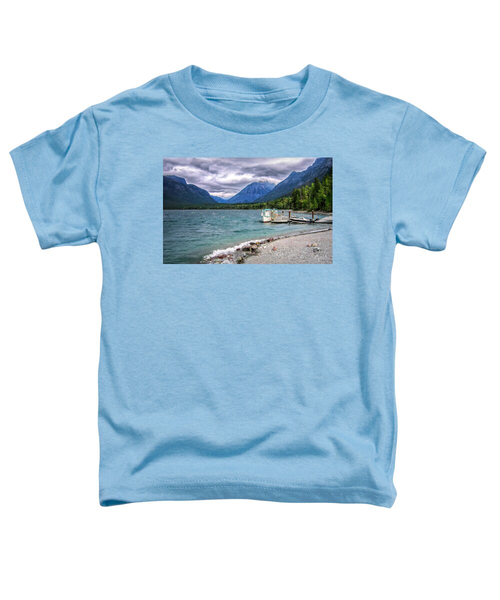 Lake Mcdonald Toddler T-Shirt featuring the photograph Storm on Lake McDonald by Ginger Stein