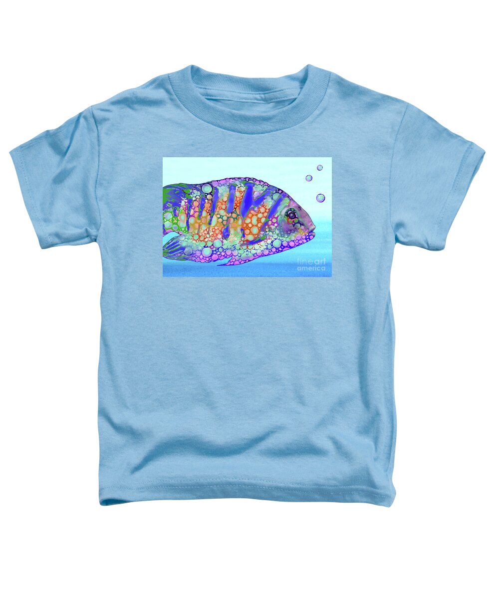 Fish Toddler T-Shirt featuring the mixed media Strange Fish Design 183 by Lucie Dumas