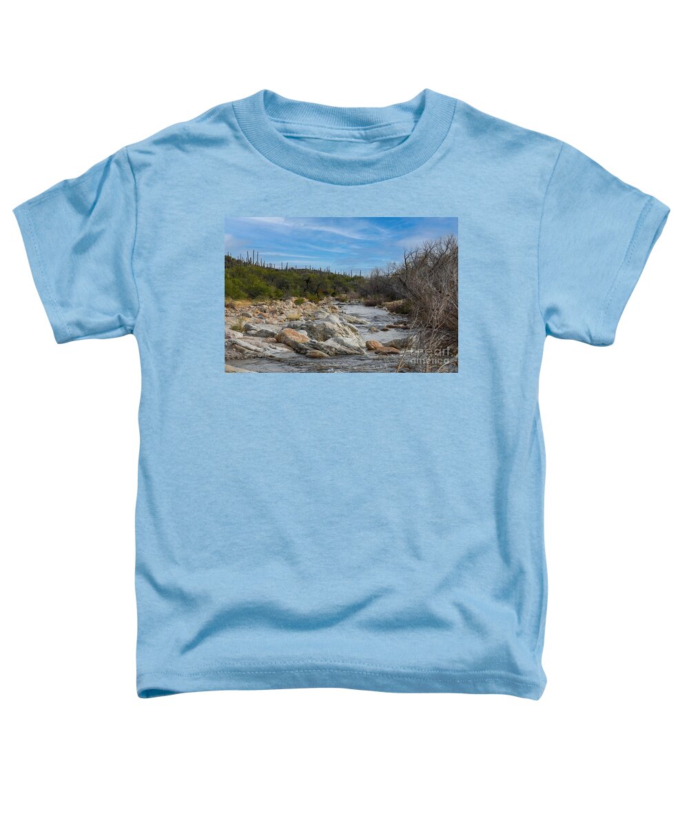 Stream In Catalina Mountains Toddler T-Shirt featuring the digital art Stream in Catalina Mountains by Tammy Keyes