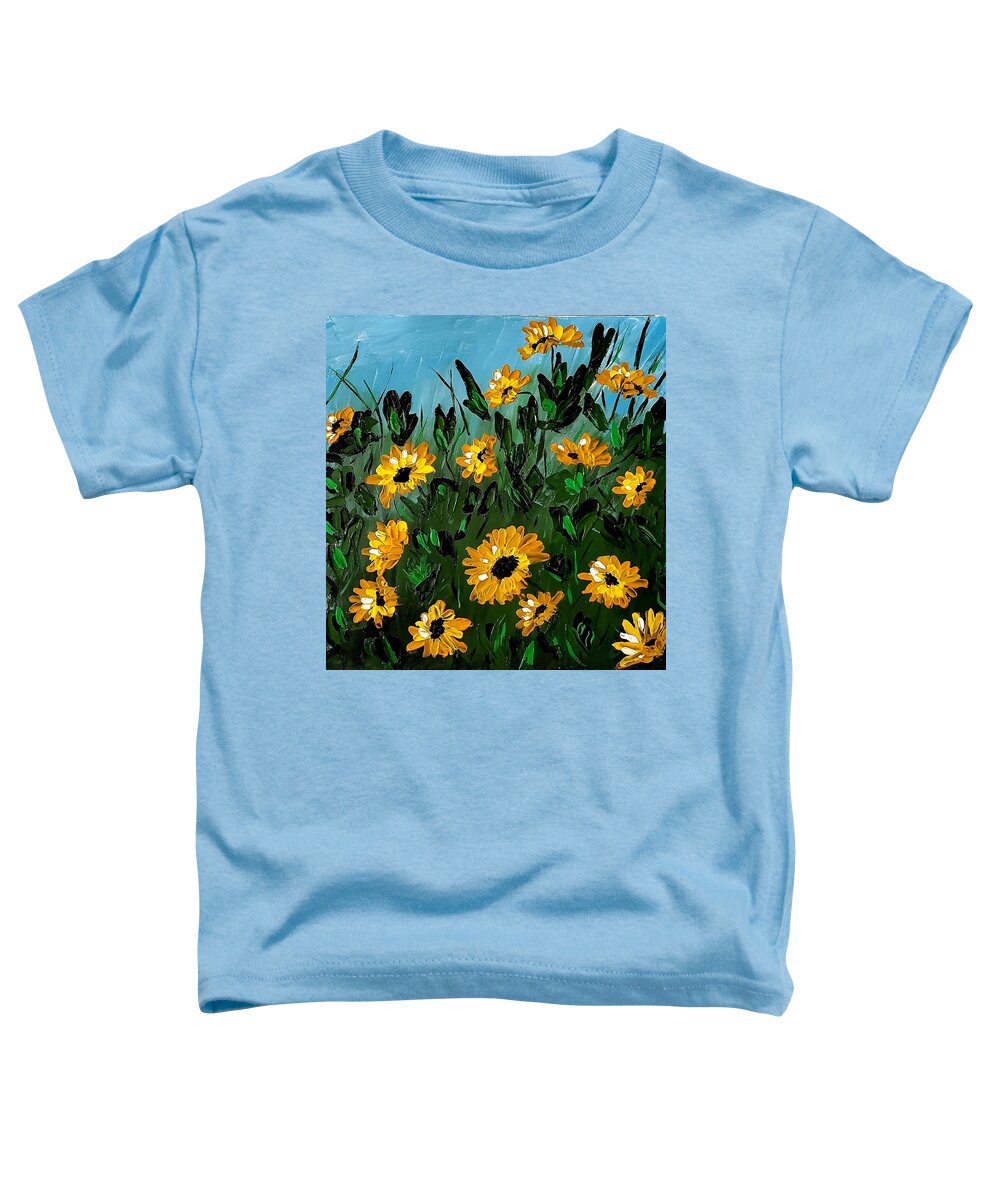  Toddler T-Shirt featuring the painting Sunflowers by Amy Kuenzie