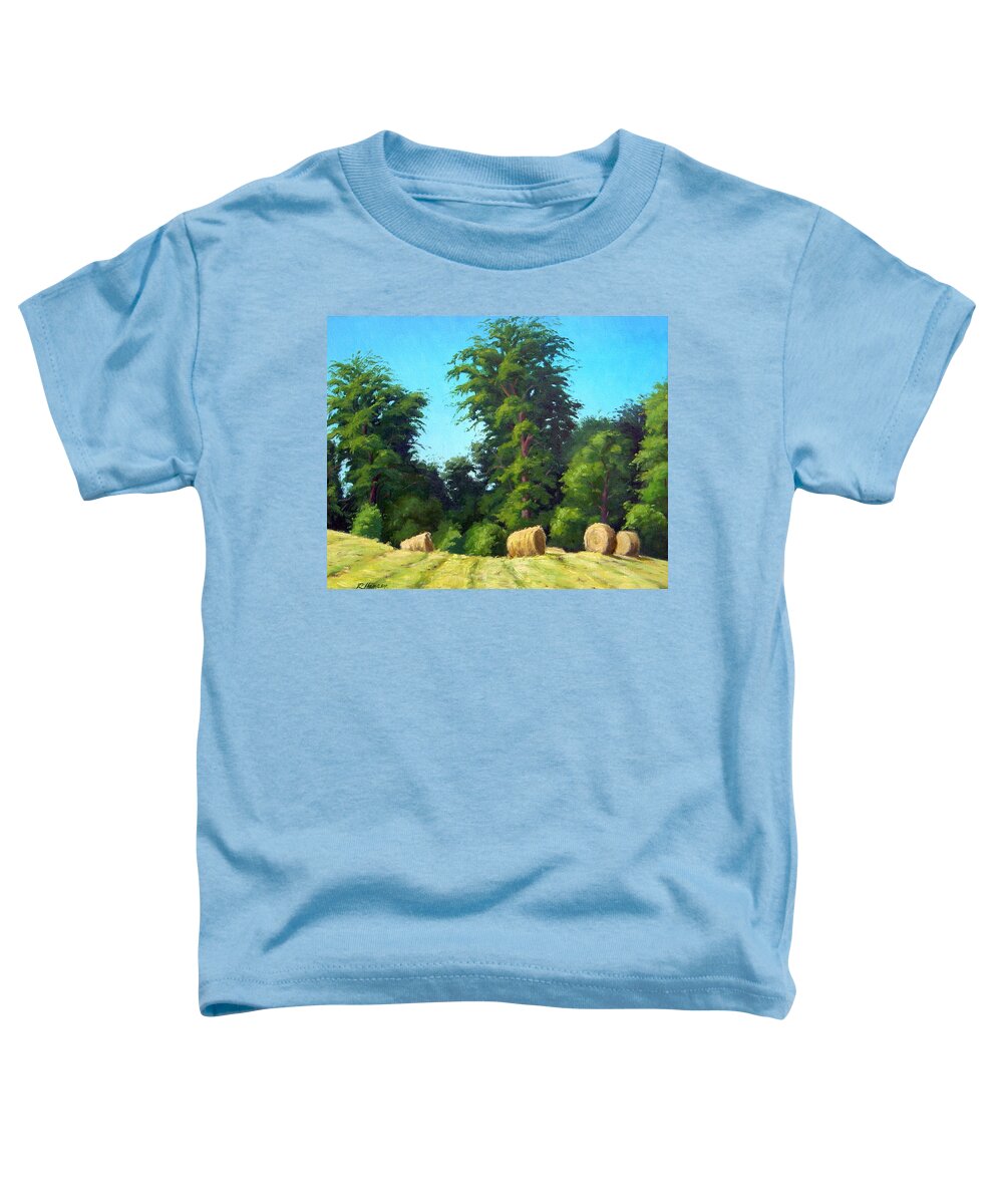 Landscape Toddler T-Shirt featuring the painting Sunlit Hay by Rick Hansen
