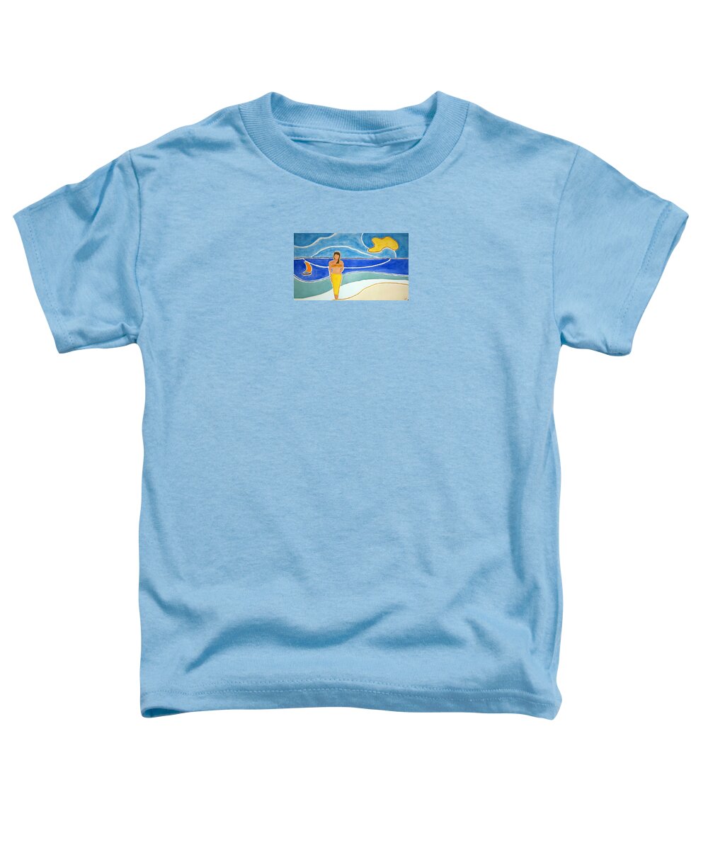 Watercolor Toddler T-Shirt featuring the painting Tahitian Shore by John Klobucher