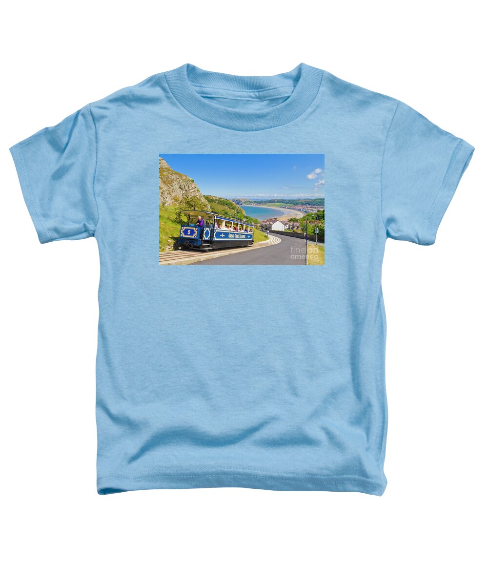 Llandudno Toddler T-Shirt featuring the photograph The Great Orme tramway, Llandudno, Wales by Neale And Judith Clark