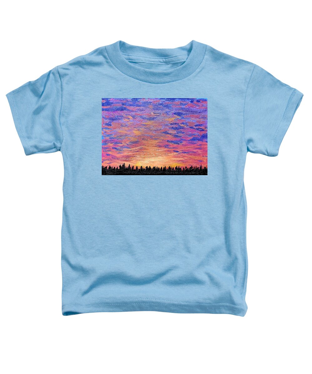 Landscape Toddler T-Shirt featuring the painting Tiger Striped Sunset by Amy Kuenzie