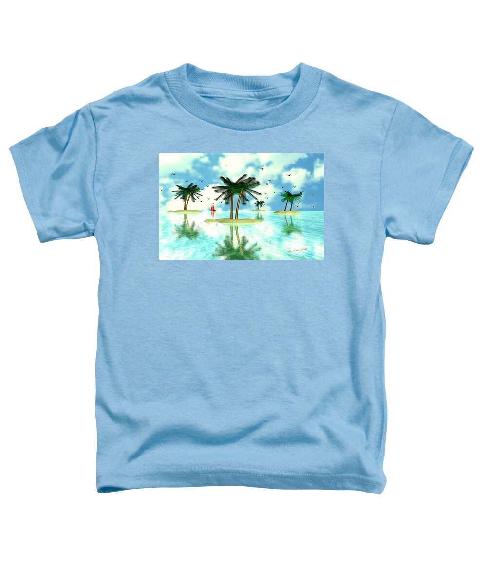 Digital Palm Island Tropical Water Toddler T-Shirt featuring the digital art Tropical Dreams by Bob Shimer