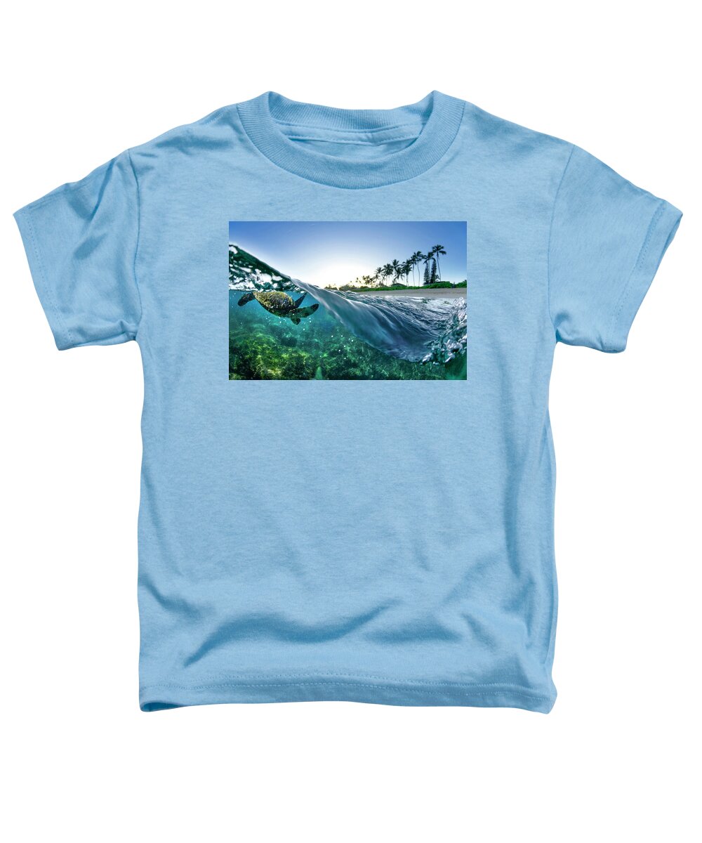 Sea Toddler T-Shirt featuring the photograph Turtle Split by Sean Davey