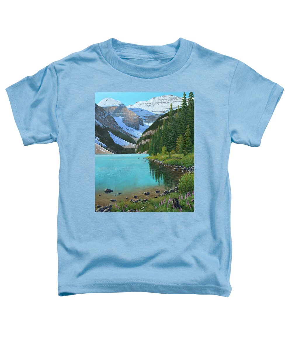 Canadian Toddler T-Shirt featuring the painting Under The Blue Skies by Jake Vandenbrink