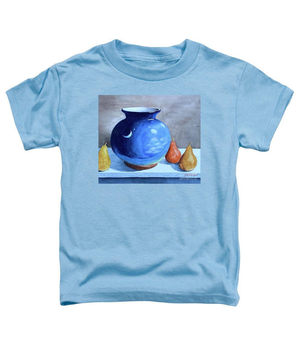 Vase Toddler T-Shirt featuring the painting Vase and Pear Candles by Joseph Burger