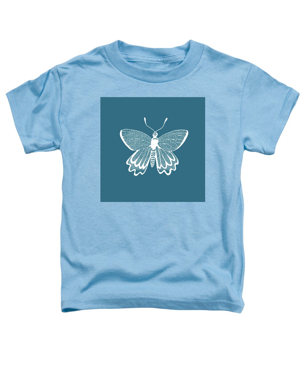 Butterfly Toddler T-Shirt featuring the painting Watercolor Butterfly In Teal Blue Sky XVII by Irina Sztukowski