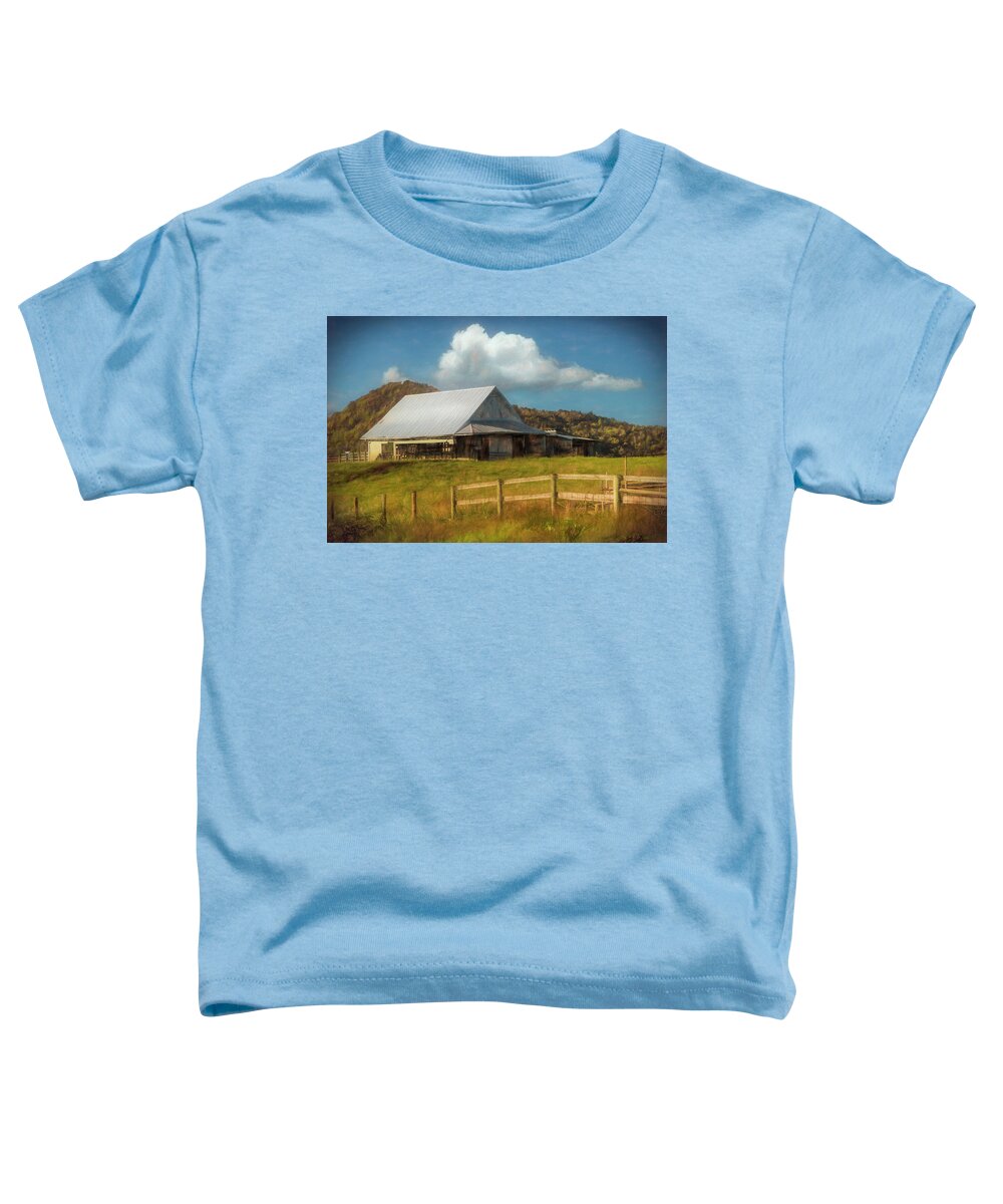 Barns Toddler T-Shirt featuring the photograph White Barn in the Countryside Painting by Debra and Dave Vanderlaan