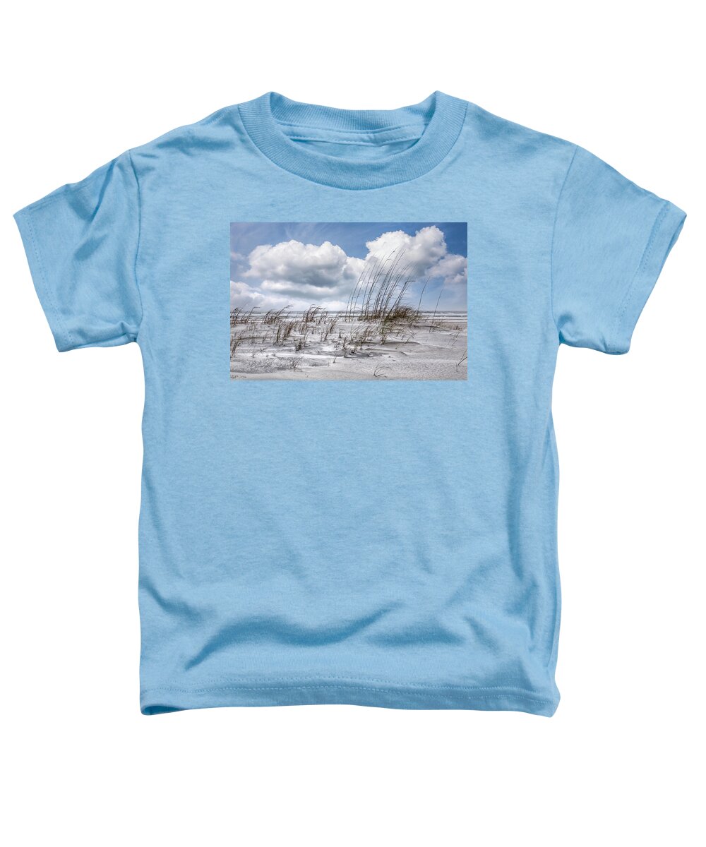Clouds Toddler T-Shirt featuring the photograph White Clouds over White Sands by Debra and Dave Vanderlaan