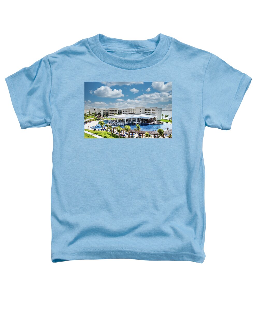 Architecture Toddler T-Shirt featuring the photograph White Tropical Resort and Blue Pool by Darryl Brooks