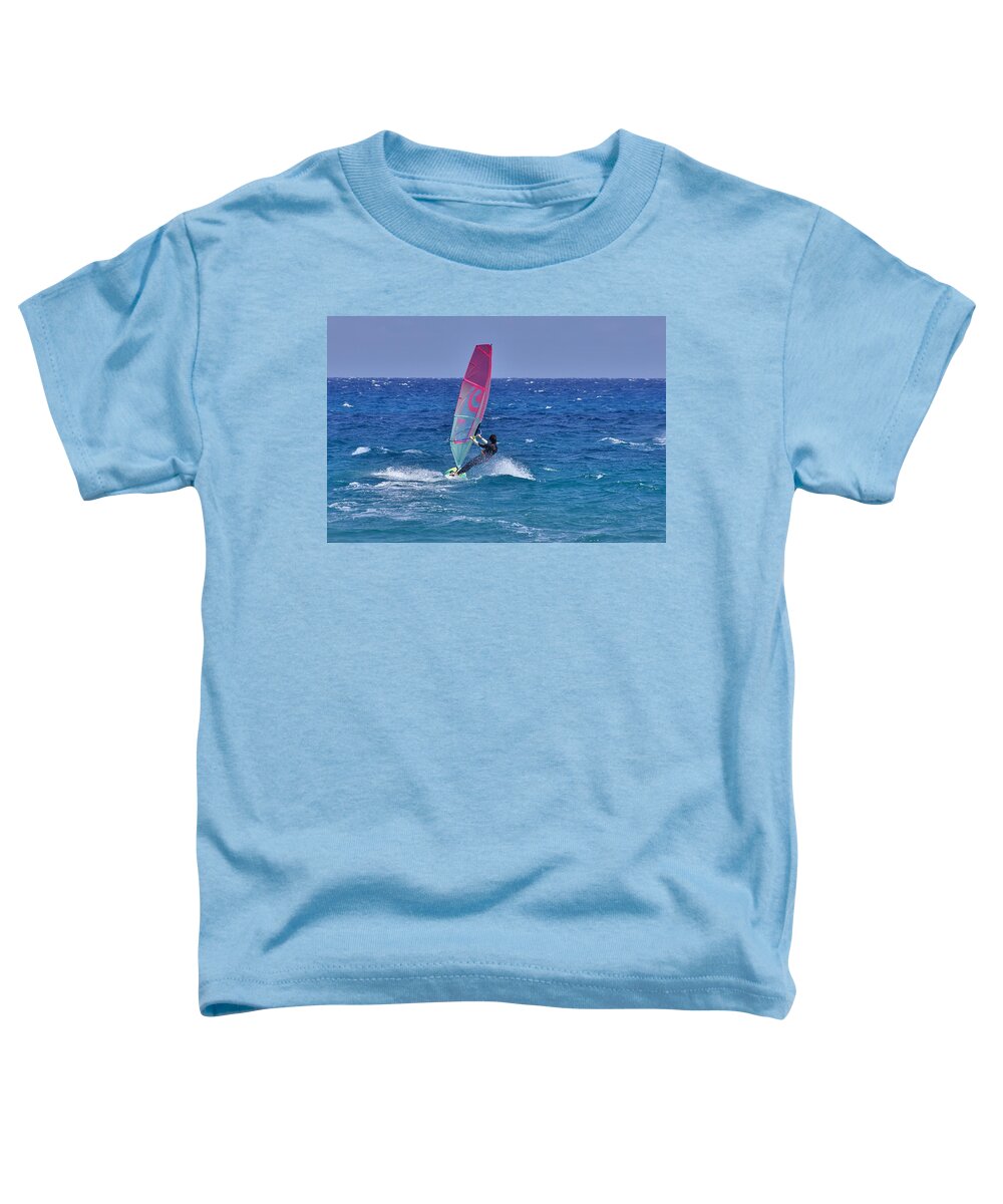 Windsurf Toddler T-Shirt featuring the photograph Windsurfing session in Andora, giugno 2020 by Marco Cattaruzzi